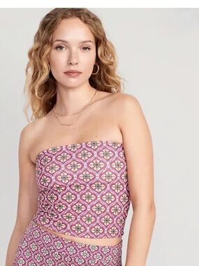 Old Navy 3x crop tube top purple/orange print.  N6
